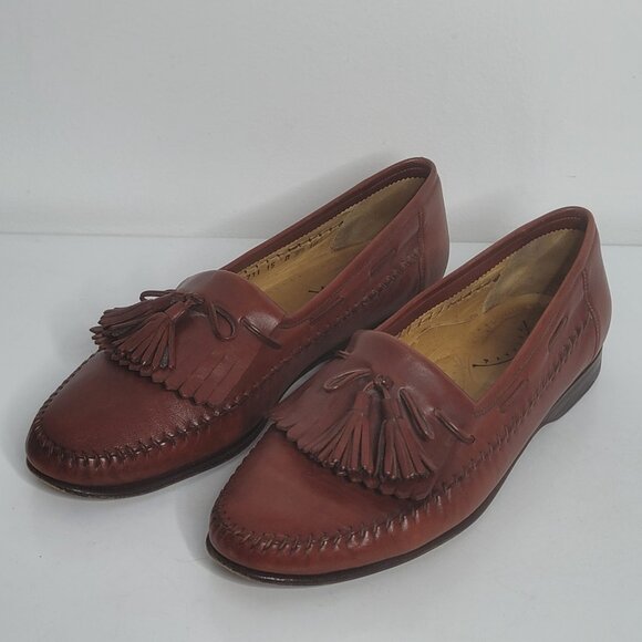 Santoni Relaxed Men Loafer Shoes Size 10 Brown Leather Tassels Dress Shoes Italy main image 7